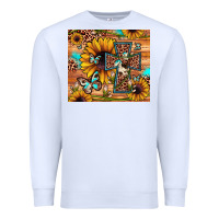 White cross sunflower butterfly Premium Sweatshirt - JahusDesignShop