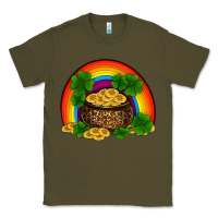 Army Green st patricks shamrock gold leopard rainbow Classic Tee - RanaPortraitStore