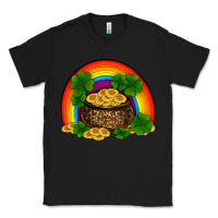 Black st patricks shamrock gold leopard rainbow Classic Tee - RanaPortraitStore