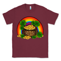 Burgundy st patricks shamrock gold leopard rainbow Classic Tee - RanaPortraitStore