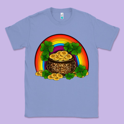 St Patricks Shamrock Gold Leopard Rainbow Classic Tee Designed By Ranaportraitstore