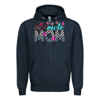 Navy moto mom Zipper Hoodie - texasbilliewilder
