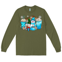 Army Green winter snowman coffee cups Long Sleeve Tee - Zillion Design Studio
