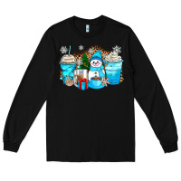 Black winter snowman coffee cups Long Sleeve Tee - Zillion Design Studio