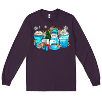 Plum winter snowman coffee cups Long Sleeve Tee - Zillion Design Studio
