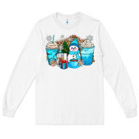 White winter snowman coffee cups Long Sleeve Tee - Zillion Design Studio