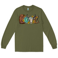 Army Green western love bull skull with gemstone and sunflowe Long Sleeve Tee - texasbilliewilder