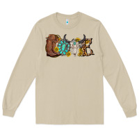 Mushroom western love bull skull with gemstone and sunflowe Long Sleeve Tee - texasbilliewilder