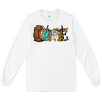 White western love bull skull with gemstone and sunflowe Long Sleeve Tee - texasbilliewilder