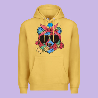 Autism Awareness Bear Premium Hoodie Designed By Maliassmallbusiness