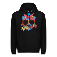 Black autism awareness bear Premium Hoodie - MaliasSmallBusiness