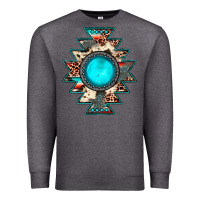 Charcoal Heather aztec leopard turquoise gemstone Premium Sweatshirt - JahusDesignShop