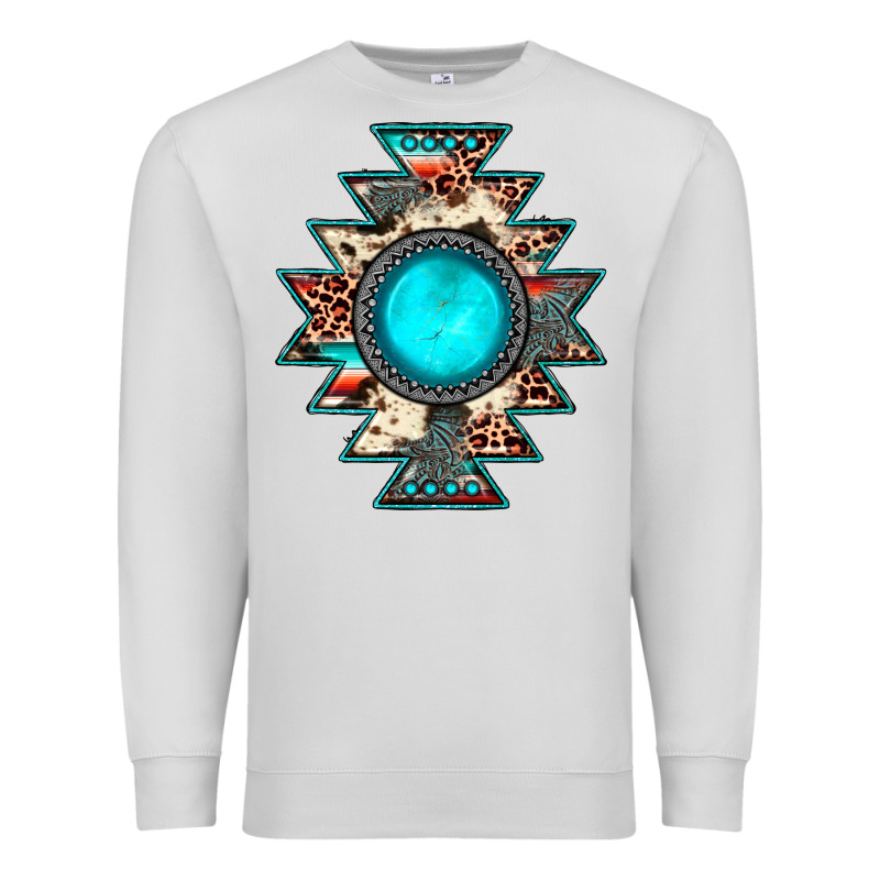 Aztec Leopard Turquoise Gemstone Premium Sweatshirt by JahusDesignShop | Teevron