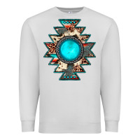 Dove Grey aztec leopard turquoise gemstone Premium Sweatshirt - JahusDesignShop