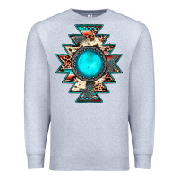 Heather Grey aztec leopard turquoise gemstone Premium Sweatshirt - JahusDesignShop