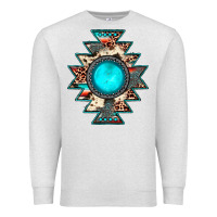 Oatmeal Heather aztec leopard turquoise gemstone Premium Sweatshirt - JahusDesignShop