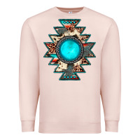 Pale Pink aztec leopard turquoise gemstone Premium Sweatshirt - JahusDesignShop