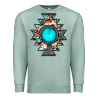 Seafoam aztec leopard turquoise gemstone Premium Sweatshirt - JahusDesignShop
