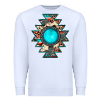 White aztec leopard turquoise gemstone Premium Sweatshirt - JahusDesignShop