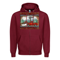 Burgundy Christmas farm and truck Zipper Hoodie - RanaPortraitStore