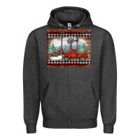 Charcoal Heather Christmas farm and truck Zipper Hoodie - RanaPortraitStore