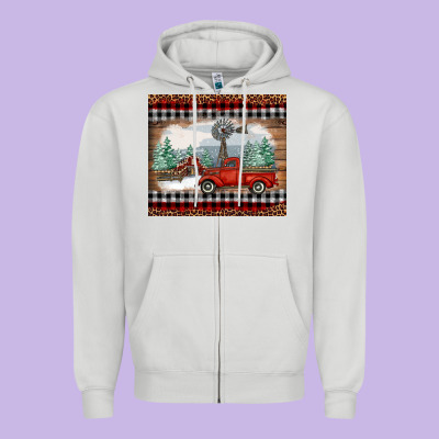 Christmas Farm And Truck Zipper Hoodie Designed By Ranaportraitstore