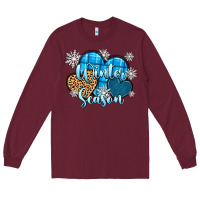 Burgundy snow hearts winter season Long Sleeve Tee - Zillion Design Studio