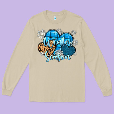 Long Sleeve Tee snow hearts winter season