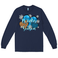 Navy snow hearts winter season Long Sleeve Tee - Zillion Design Studio