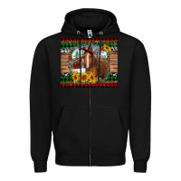 Black christmas farm and horse Zipper Hoodie - RanaPortraitStore