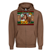 Chestnut christmas farm and horse Zipper Hoodie - RanaPortraitStore
