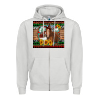 Dove Grey christmas farm and horse Zipper Hoodie - RanaPortraitStore