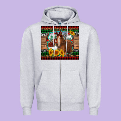 Christmas Farm And Horse Zipper Hoodie Designed By Ranaportraitstore