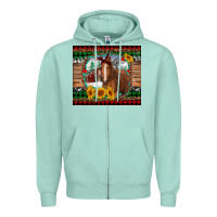 Seafoam christmas farm and horse Zipper Hoodie - RanaPortraitStore