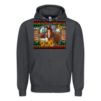Smoke christmas farm and horse Zipper Hoodie - RanaPortraitStore