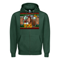 Sports Green christmas farm and horse Zipper Hoodie - RanaPortraitStore