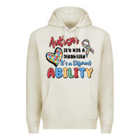 Oatmeal Heather autism it's not a disability it's a different abil Premium Hoodie - MaliasSmallBusiness