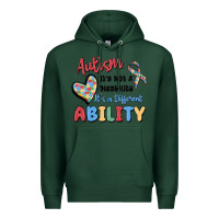 Sports Green autism it's not a disability it's a different abil Premium Hoodie - MaliasSmallBusiness
