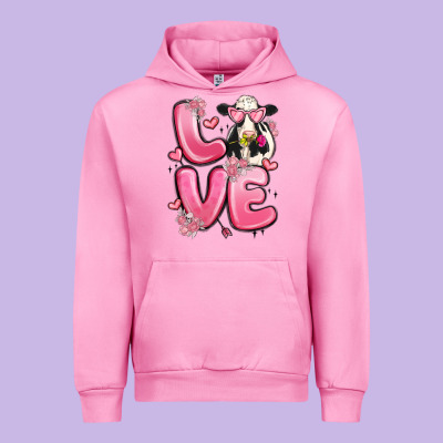 Love Cow Valentine's Day Urban Hoodie Designed By Maliassmallbusiness