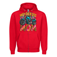 Red motocross mom Zipper Hoodie - texasbilliewilder