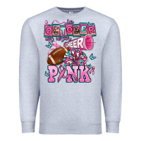 Heather Grey in october we wear cheer pink football Premium Sweatshirt - AdoDesignShop