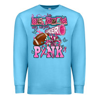 Ocean Blue in october we wear cheer pink football Premium Sweatshirt - AdoDesignShop