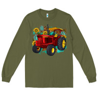 Army Green western tractor Long Sleeve Tee - texasbilliewilder