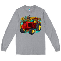 Heather Grey western tractor Long Sleeve Tee - texasbilliewilder
