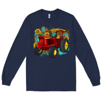Navy western tractor Long Sleeve Tee - texasbilliewilder