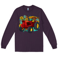 Plum western tractor Long Sleeve Tee - texasbilliewilder