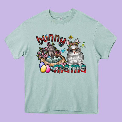 Bunny Mama Heavy Core Tee Designed By Cowhidedigitalart