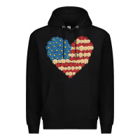Black american heart flag Premium Hoodie - MaliasSmallBusiness