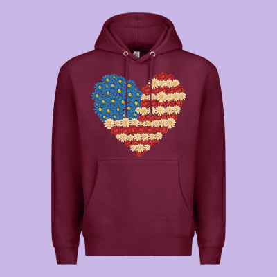 American Heart Flag Premium Hoodie Designed By Maliassmallbusiness