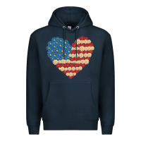 Navy american heart flag Premium Hoodie - MaliasSmallBusiness